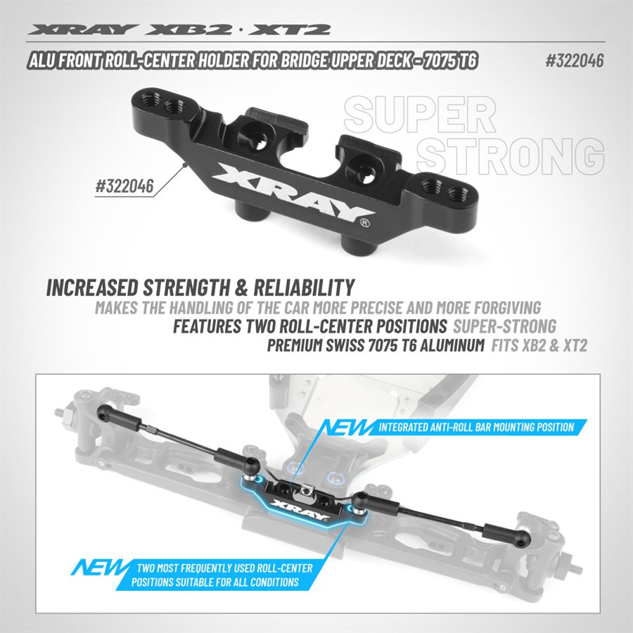 ALU FRONT ROLL-CENTER HOLDER FOR BRIDGE UPPER DECK - SWISS 7075 T6