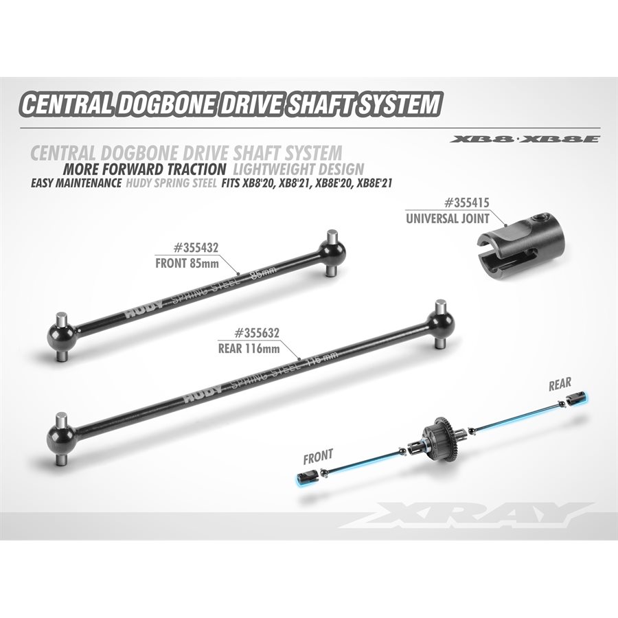 Dogbone 116 Mm – Robuster Antriebsstangen-Ersatz Für RC-Modelle, Aus Stahl (kompatibel Mit ARRMA & Horizon Hobby)