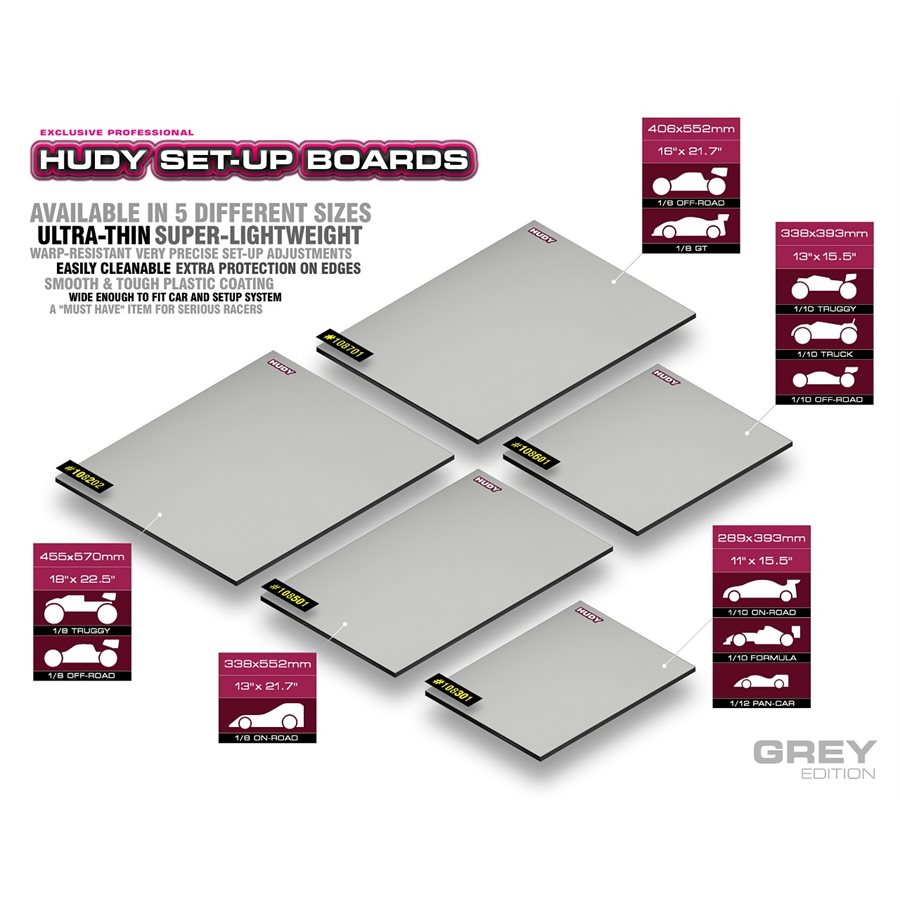 FLAT SET-UP BOARD 455 MM x 570 MM FOR 1 / 8 OFF-ROAD & TRUGGY